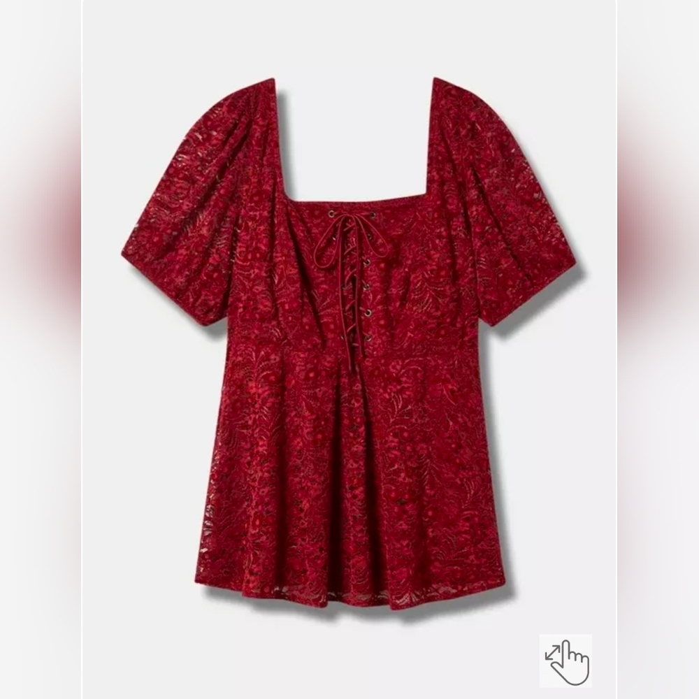 Torrid Babydoll Chenille Lace Square Neck Blouse